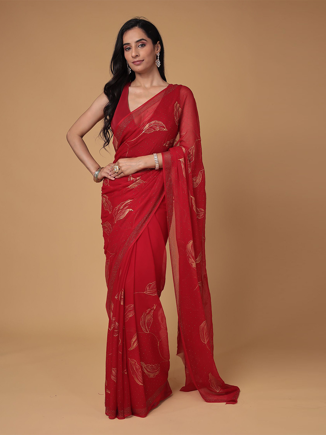ZARI Embellished Zari Saree with Stud Work