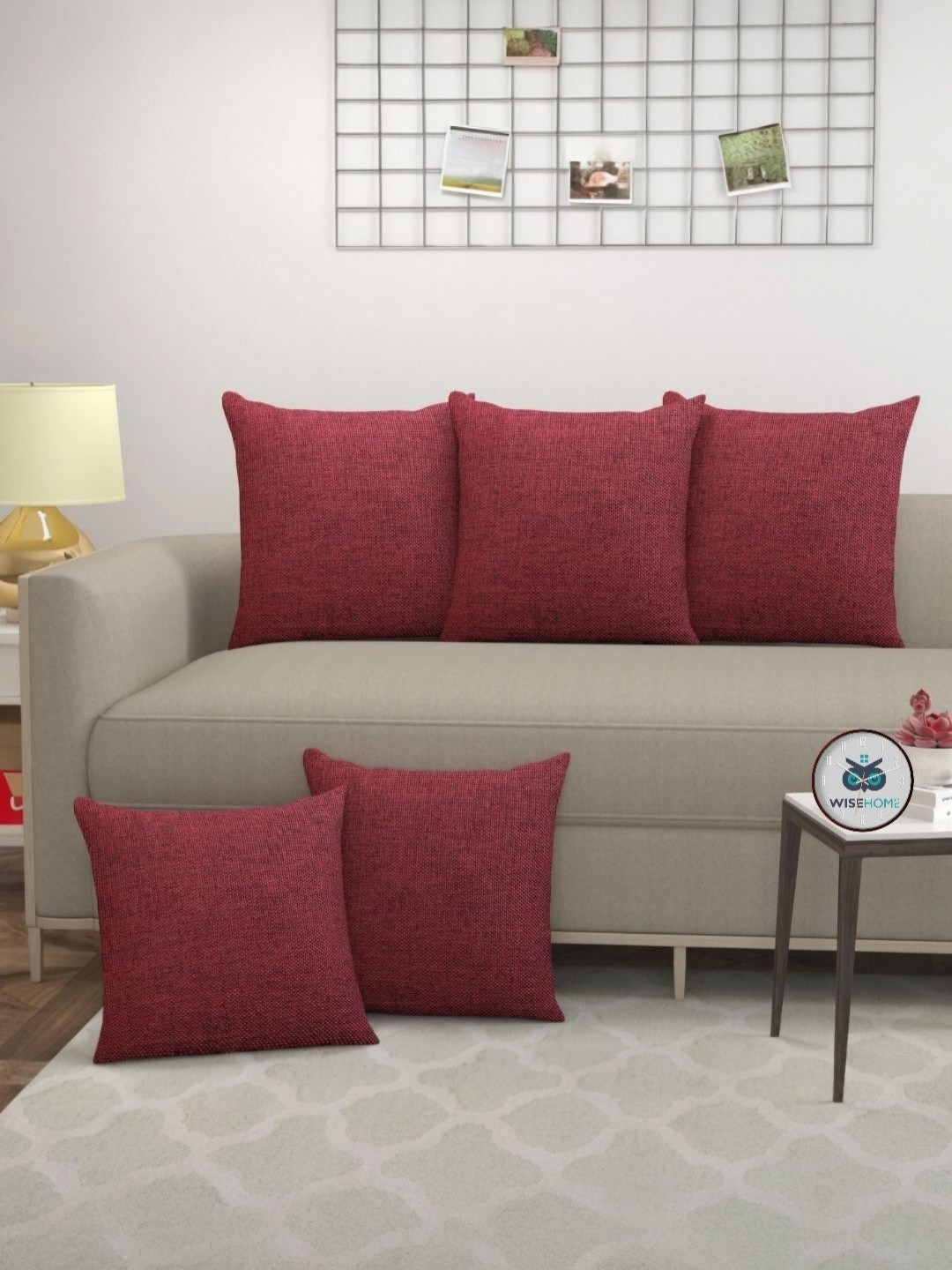 WISE HOME Maroon 5 Piece Rectangle Cushion Covers