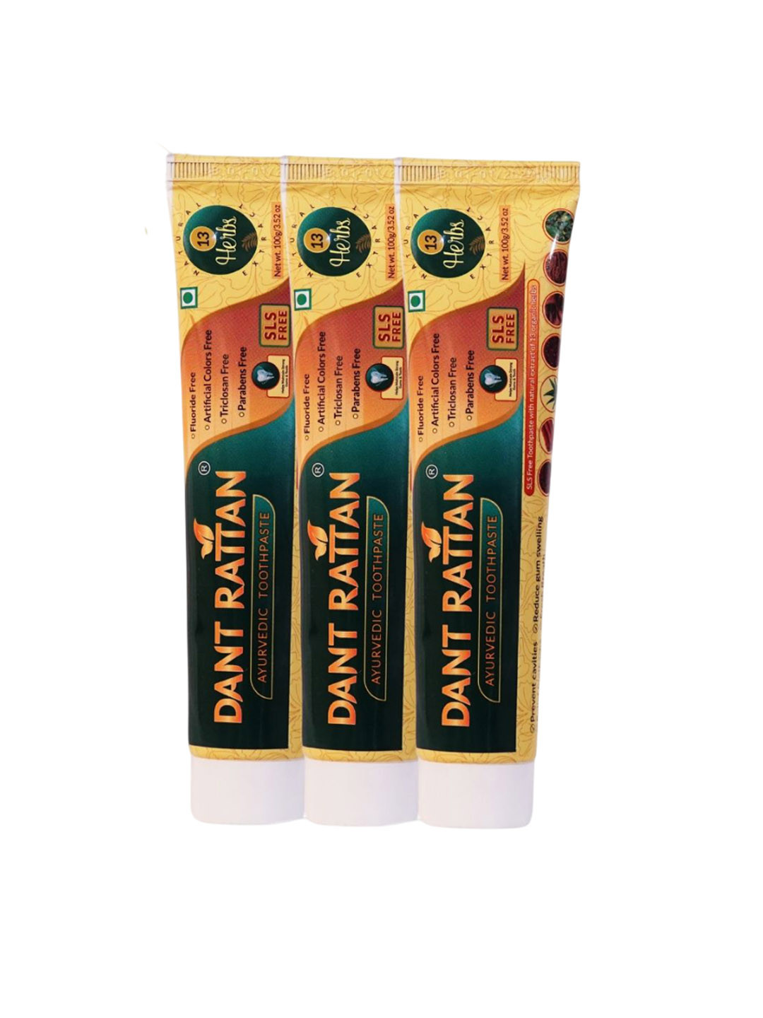 DANT RATTAN Set Of 3 Ayurvedic Toothpaste -With Sunthi - 100 g Each
