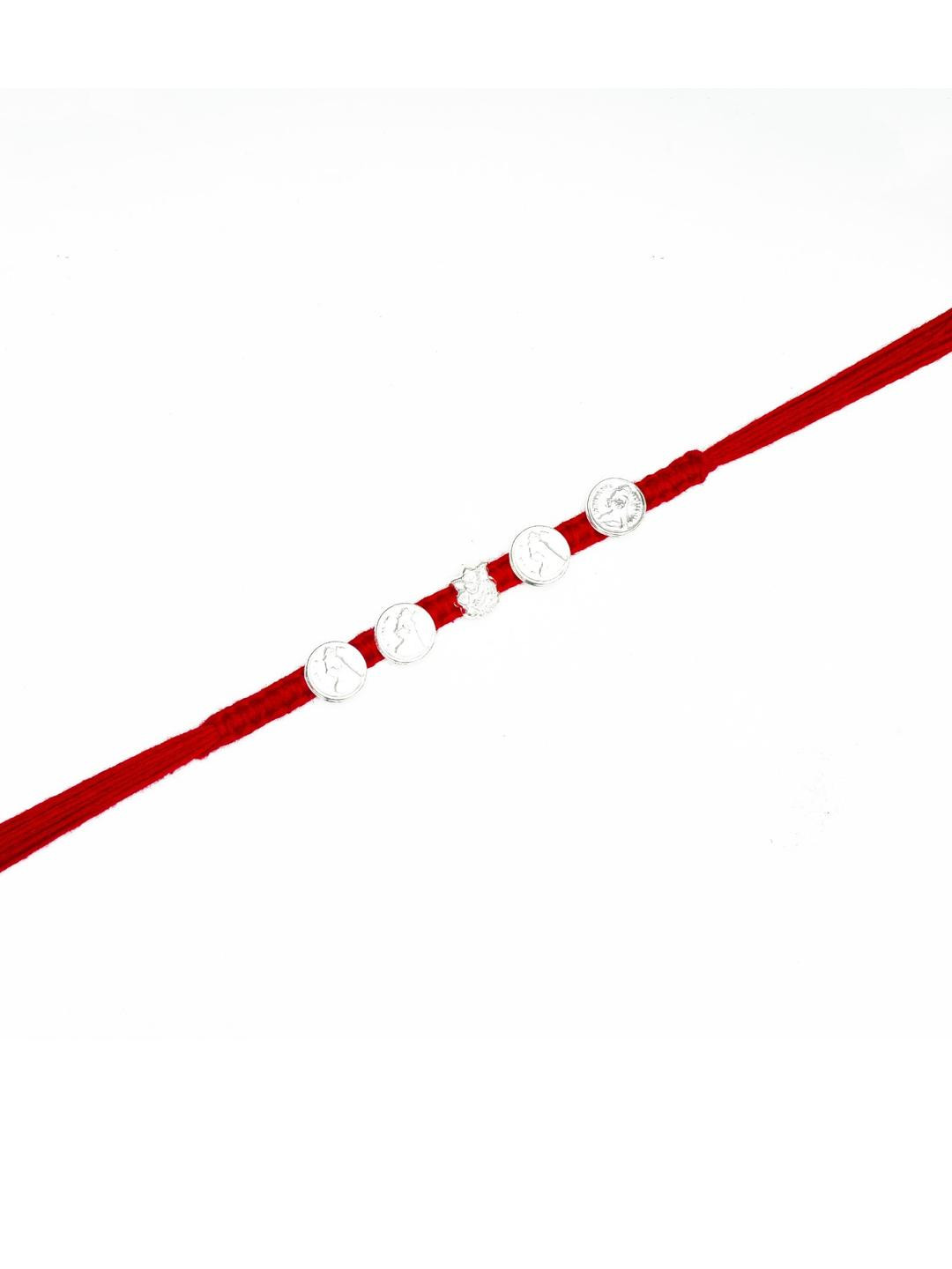 SOMYA Religious GANESH JI Silver Rakhi  Set (1 RAKHI WITH ROLI CHAWAL)