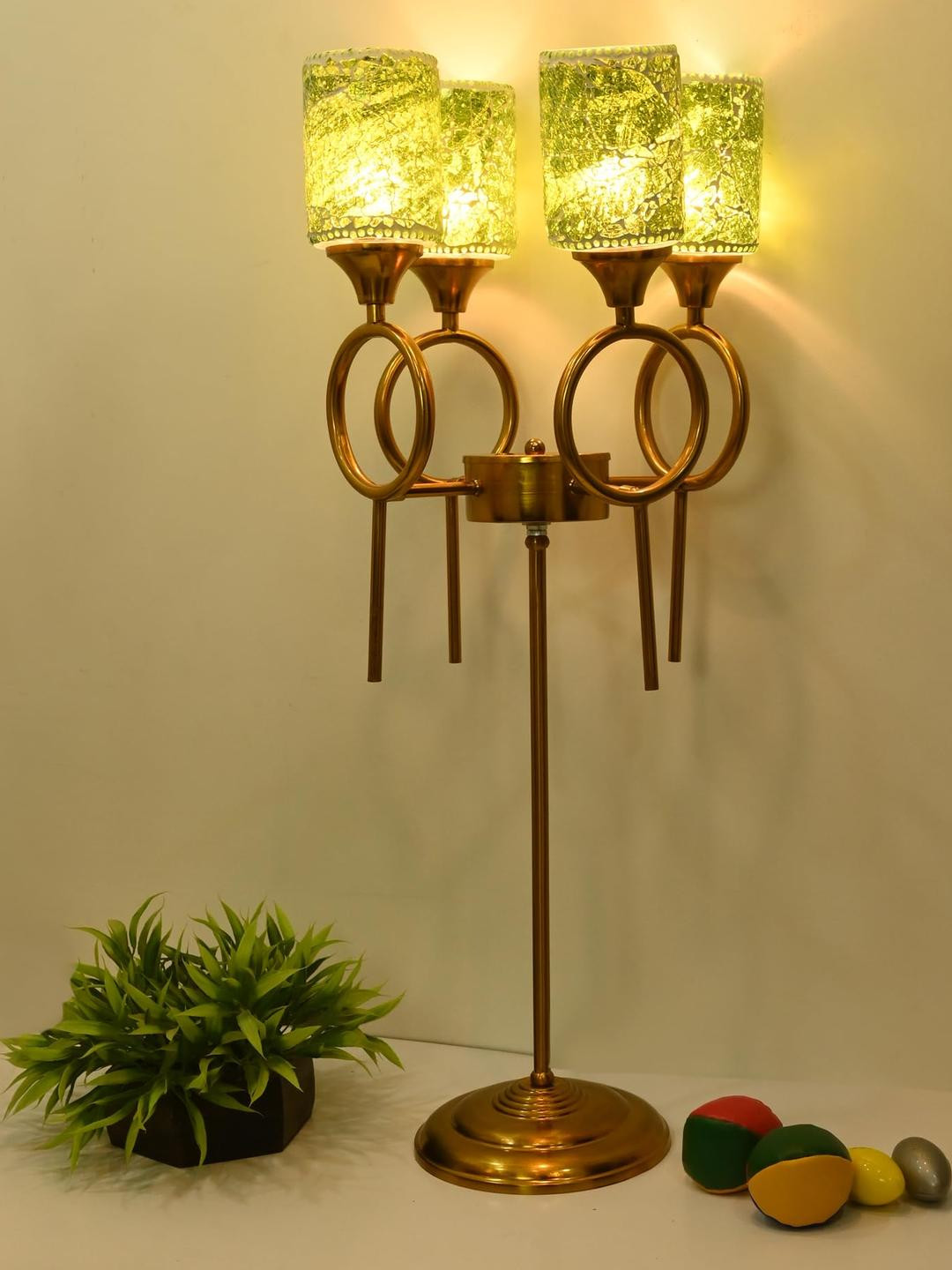 SOMIL Modern Floor Lamp with Metal Base and Four Glass Shades