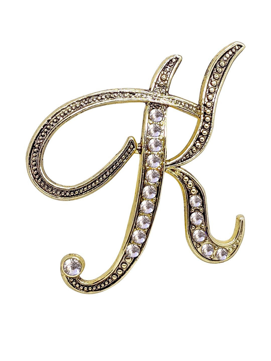 FURE Gold-Toned Plated K Initial Alphabet Brooch