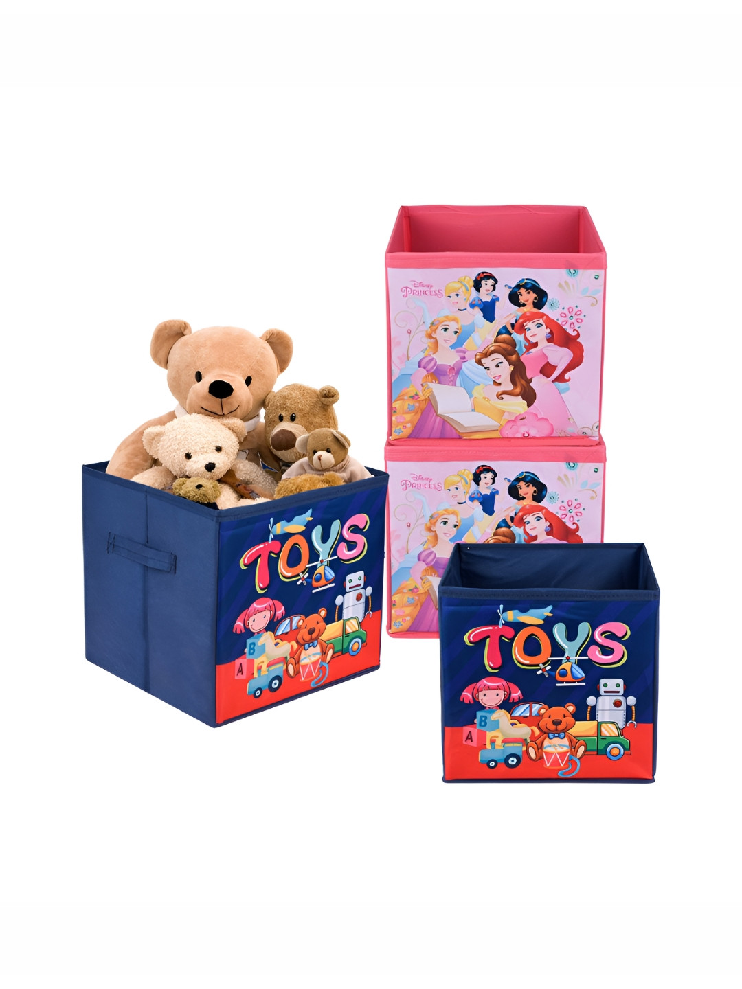 YK Navy Blue & Pink 4 Pieces Disney Printed Multi-Utility Organisers