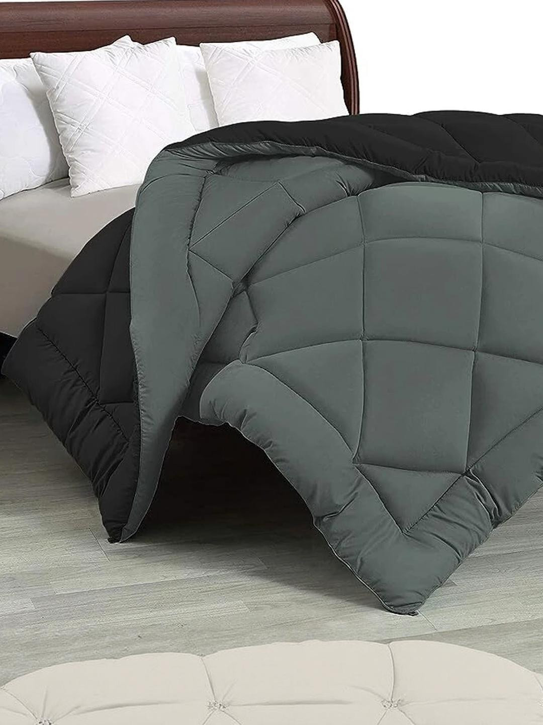 Doristyle Black 250 GSM Checked Microfiber Double Bed Comforter