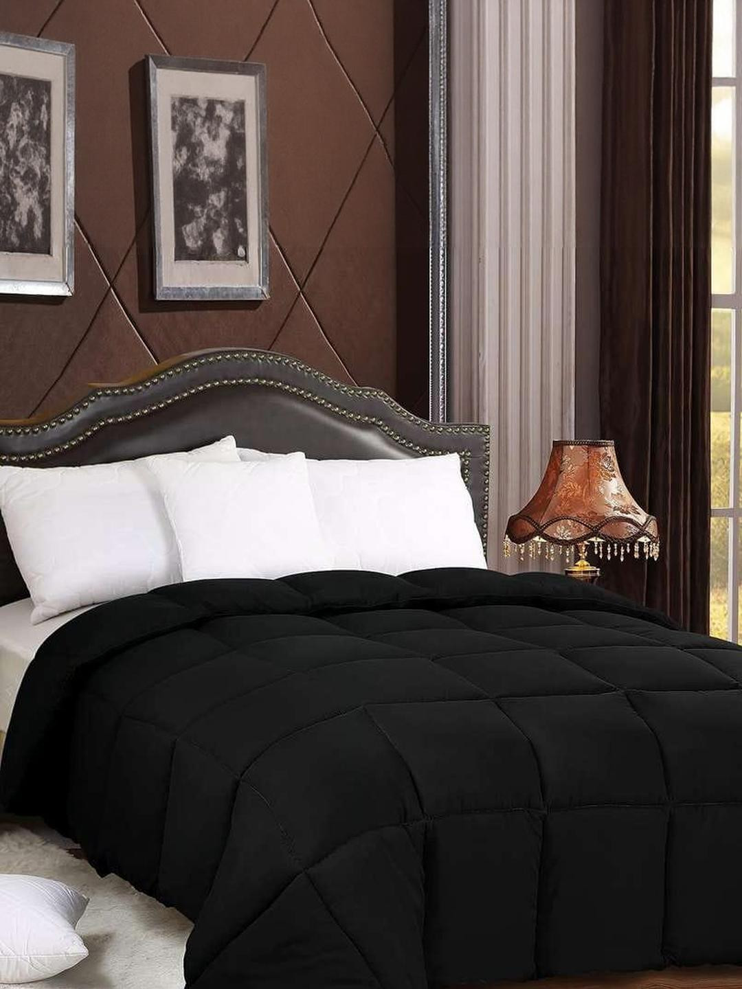 Doristyle Black Checked Microfiber Heavy Winter 500 GSM Double Bed Comforter