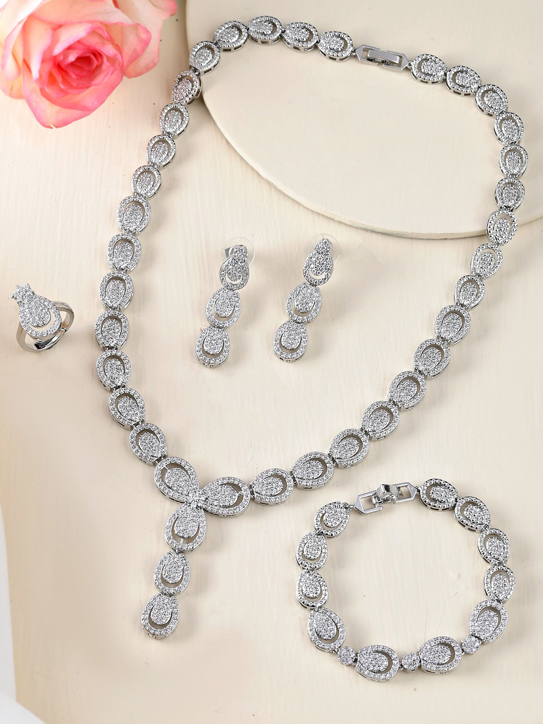 Richlook American Diamond Stone-Studded Jewellery set