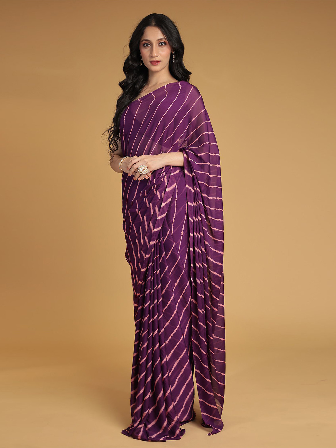 ZARI Jaipur Chiffon Lehriya Textures Saree