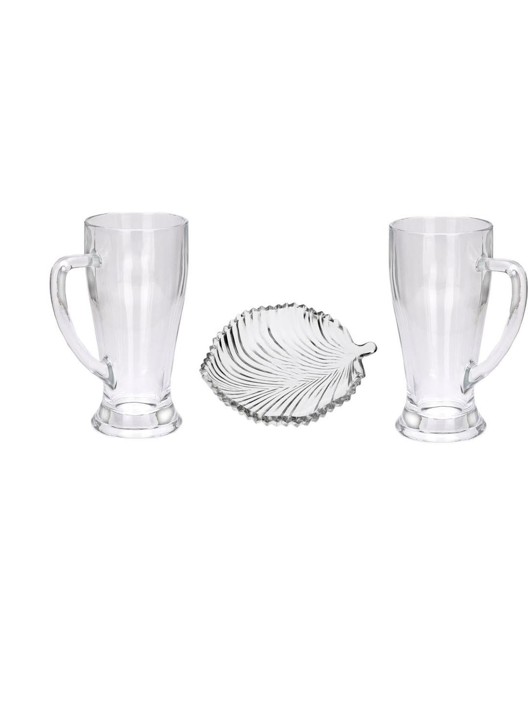 SOMIL Set of 3 Snack Plate & Beer Glasses