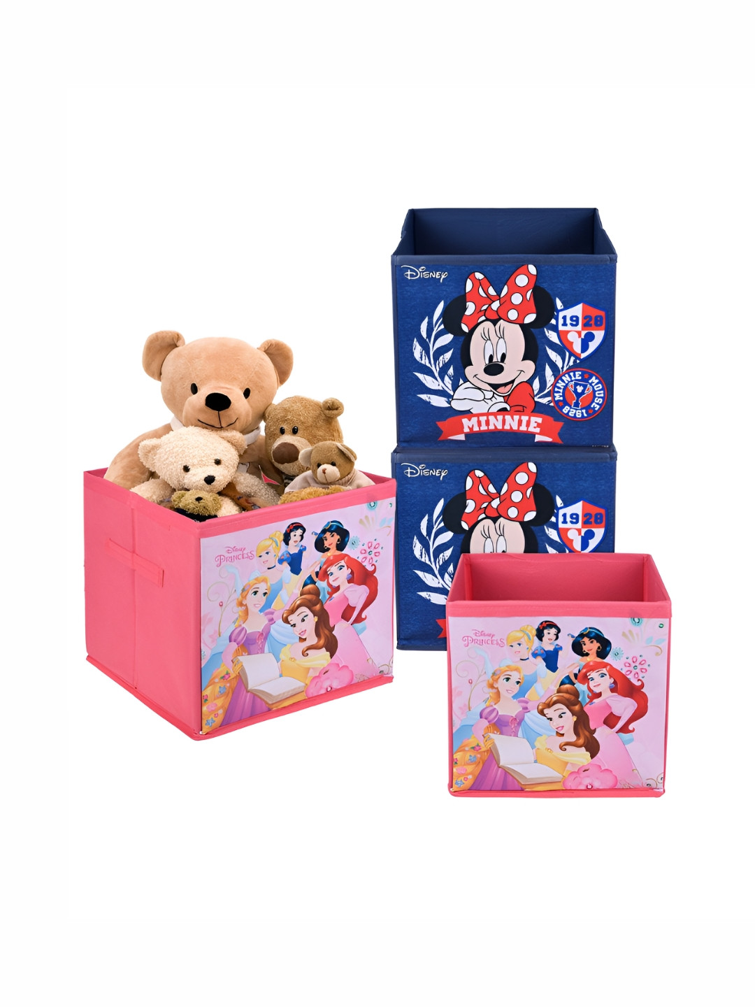 YK Pink & Navy Blue 4 Pieces Disney Team Printed Multi-Utility Organisers