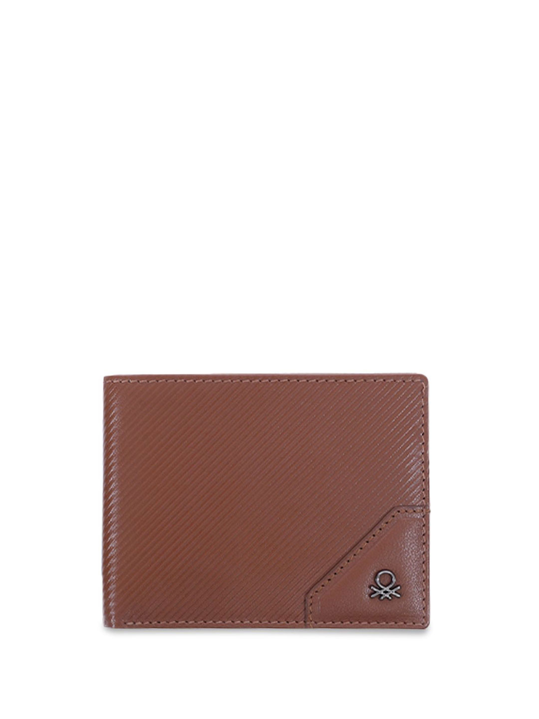 United Colors of Benetton Men Textured Leather Two Fold Wallet with SIM Card Holder