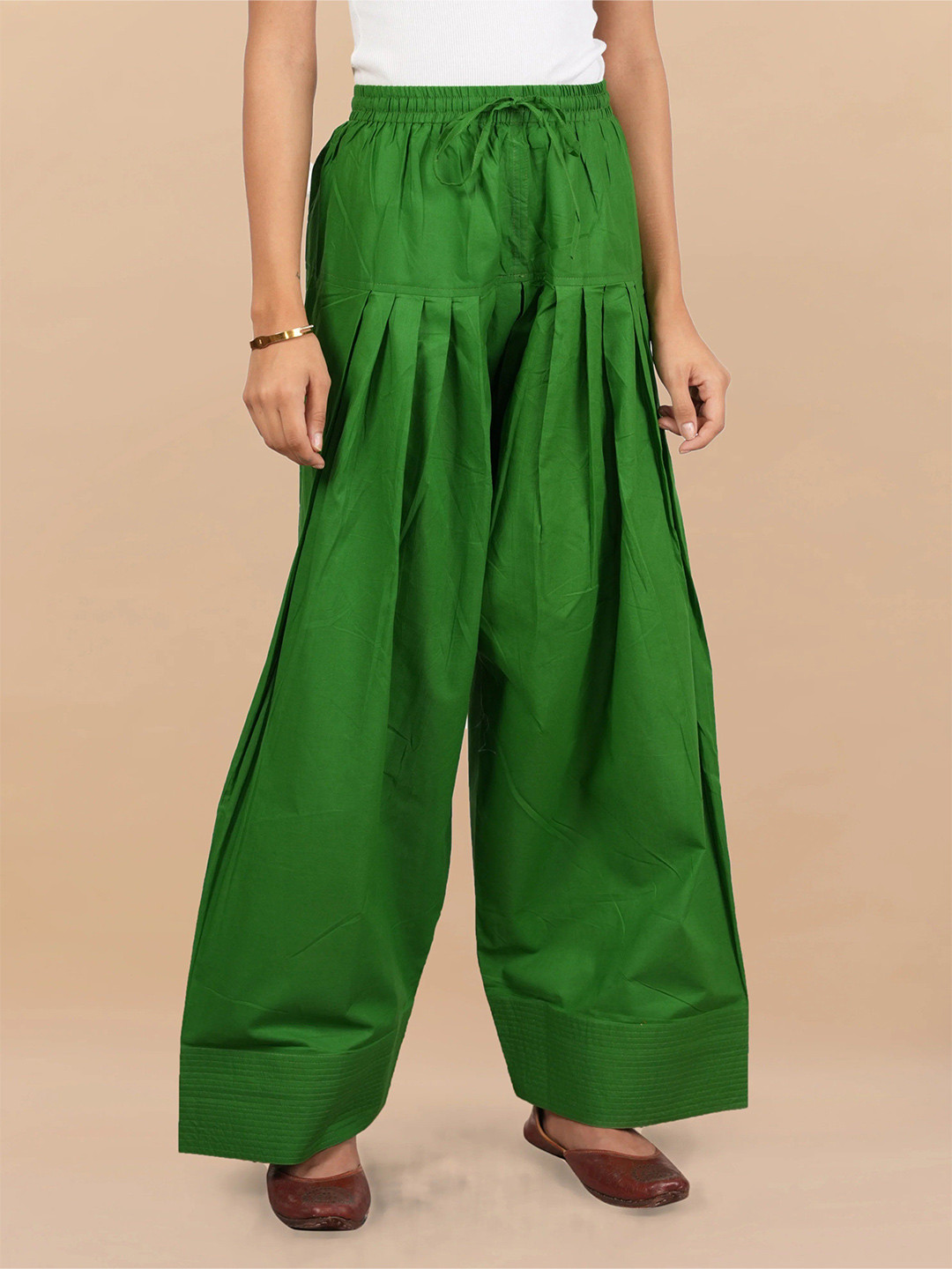 HOUSE OF KARI Women Green Farsi Cotton Salwar Pants