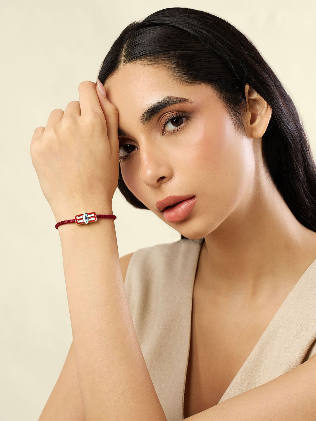 Isharya 18Kt Gold Plated Trinetra Rakhi