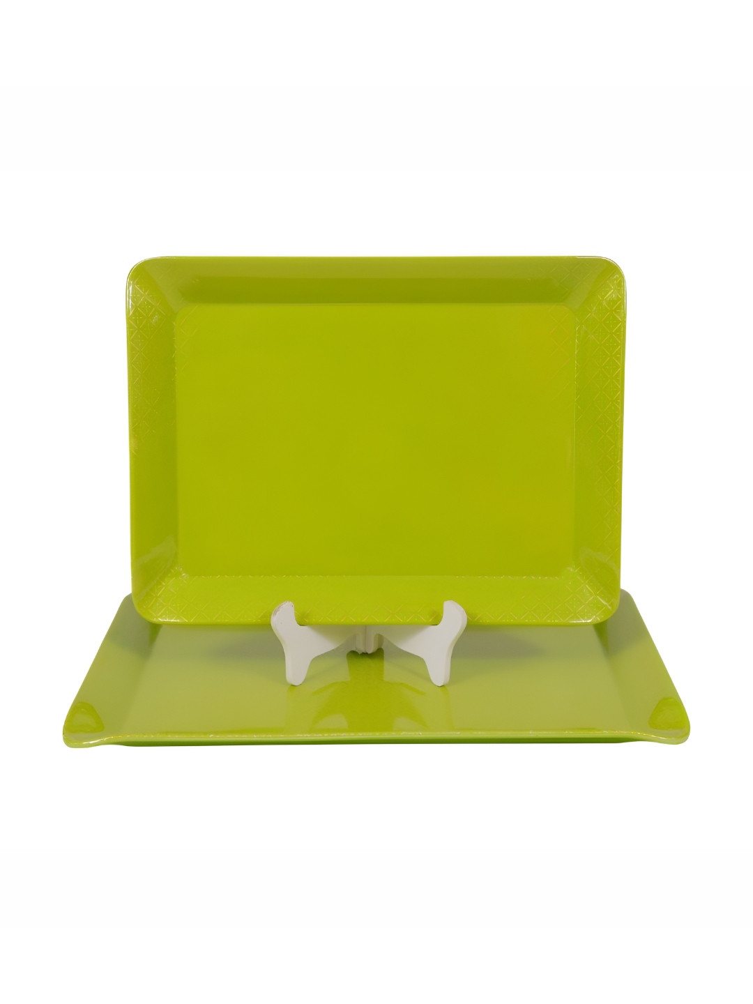 AURKA Green 2 Pcs Rectangle Melamine Serveware Serving Trays