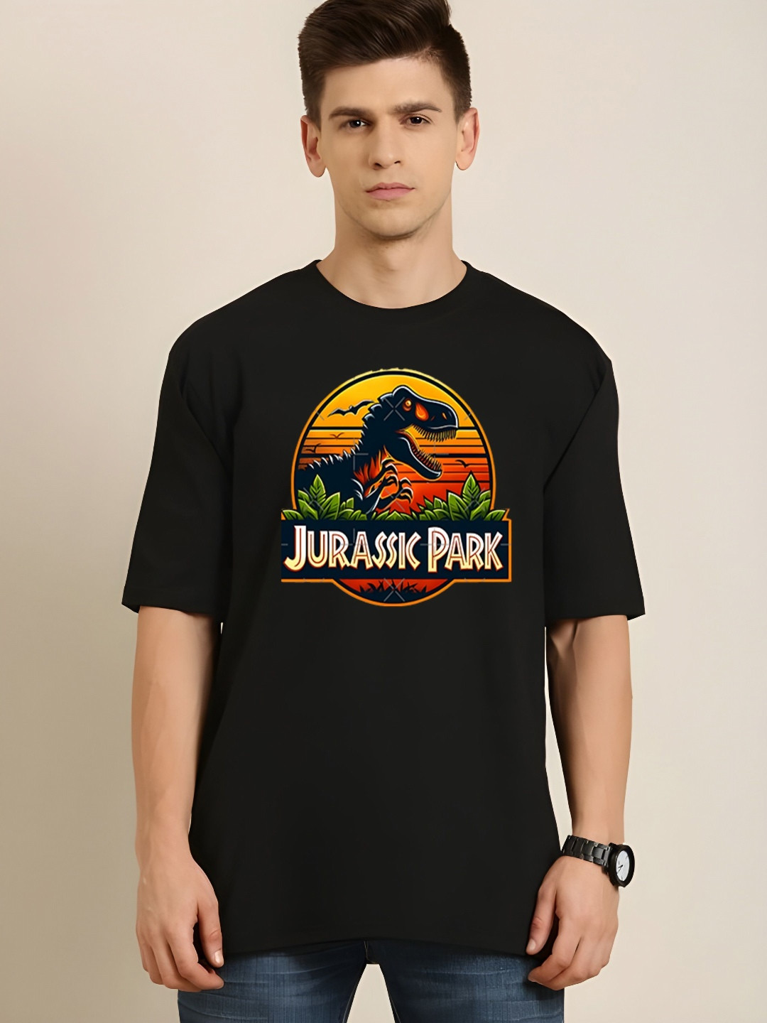 Streetsutra Jurassic Park Graphic Oversized T-shirt