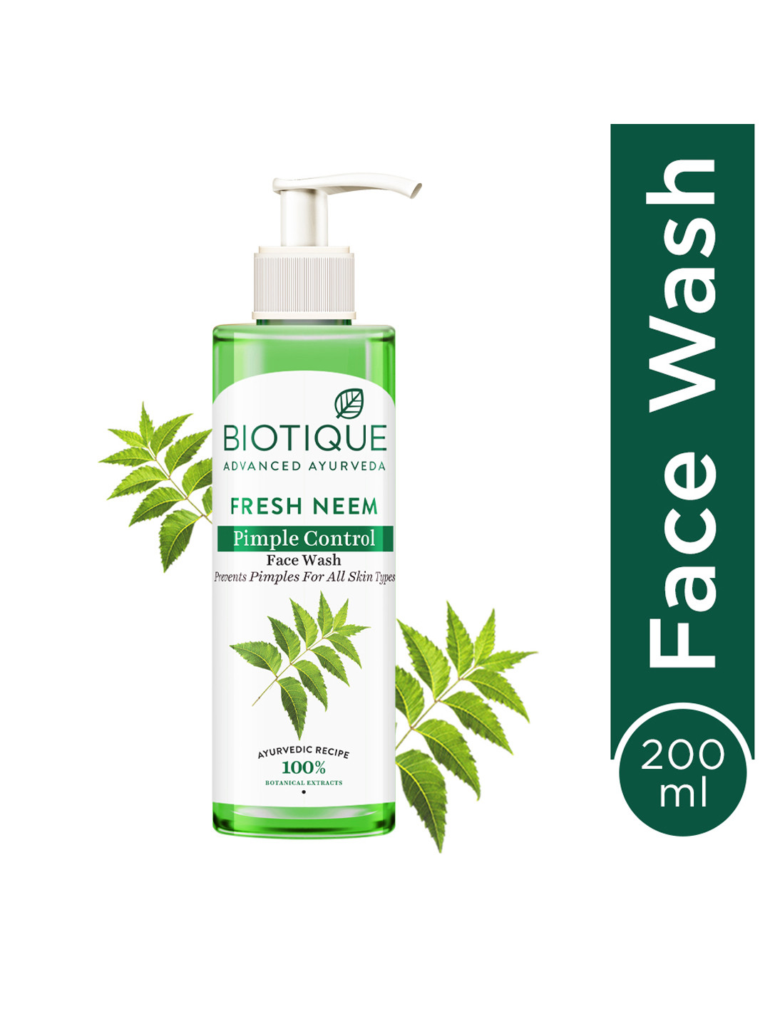 Biotique Fresh Neem Pimple Control Face Wash To Target Oily Acne Prone Skin - 200ml