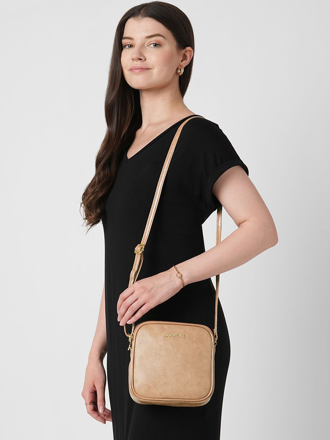 DressBerry X CAPRESE Zenith Dusky Pink Medium Sling Bag with Adjustable Strap