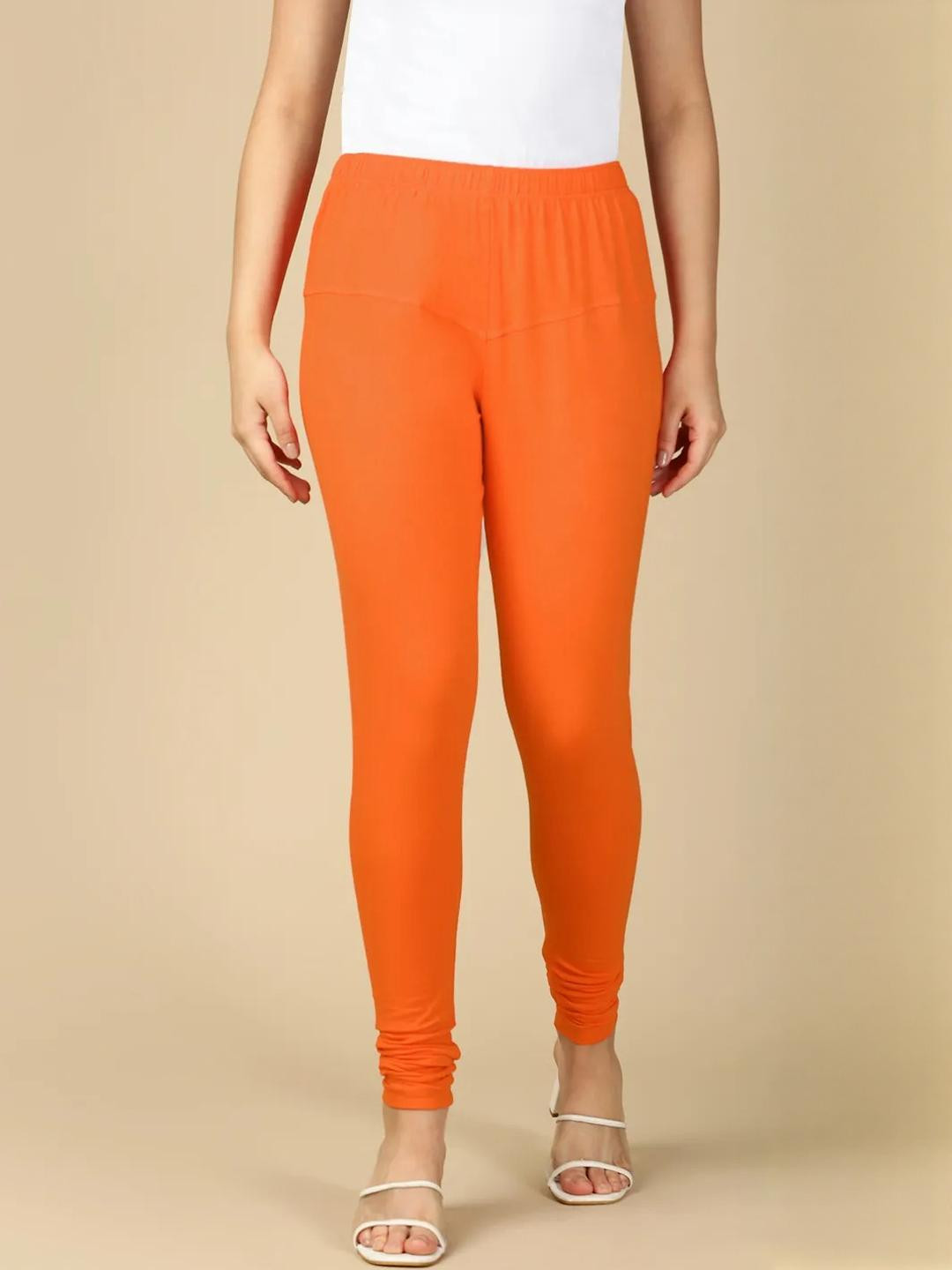 HAYA Women Orange Full Length Cotton Leggings