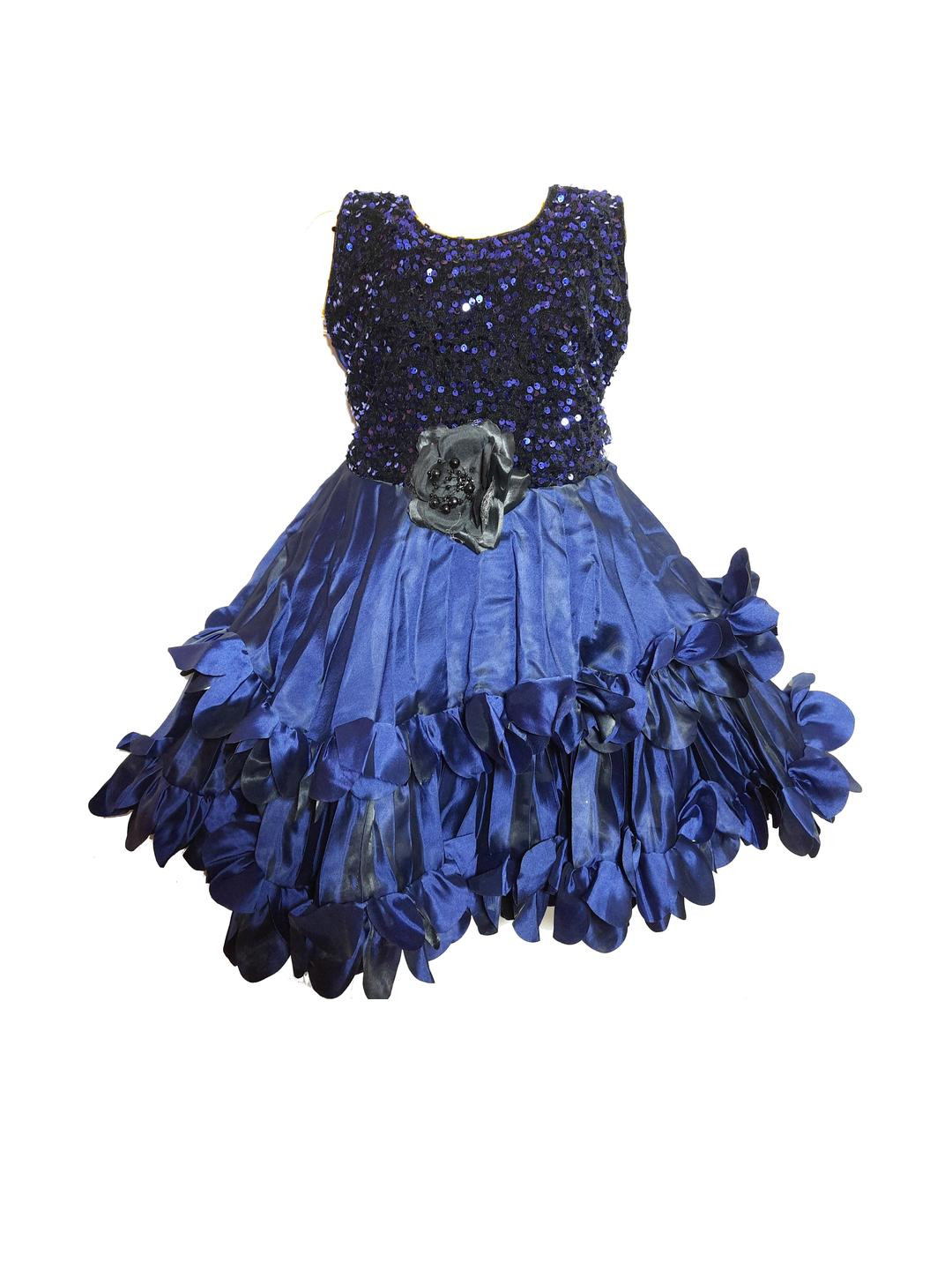Samjho Fashion Girl Blue Embellished One Shoulder Fit & Flare Midi Dress