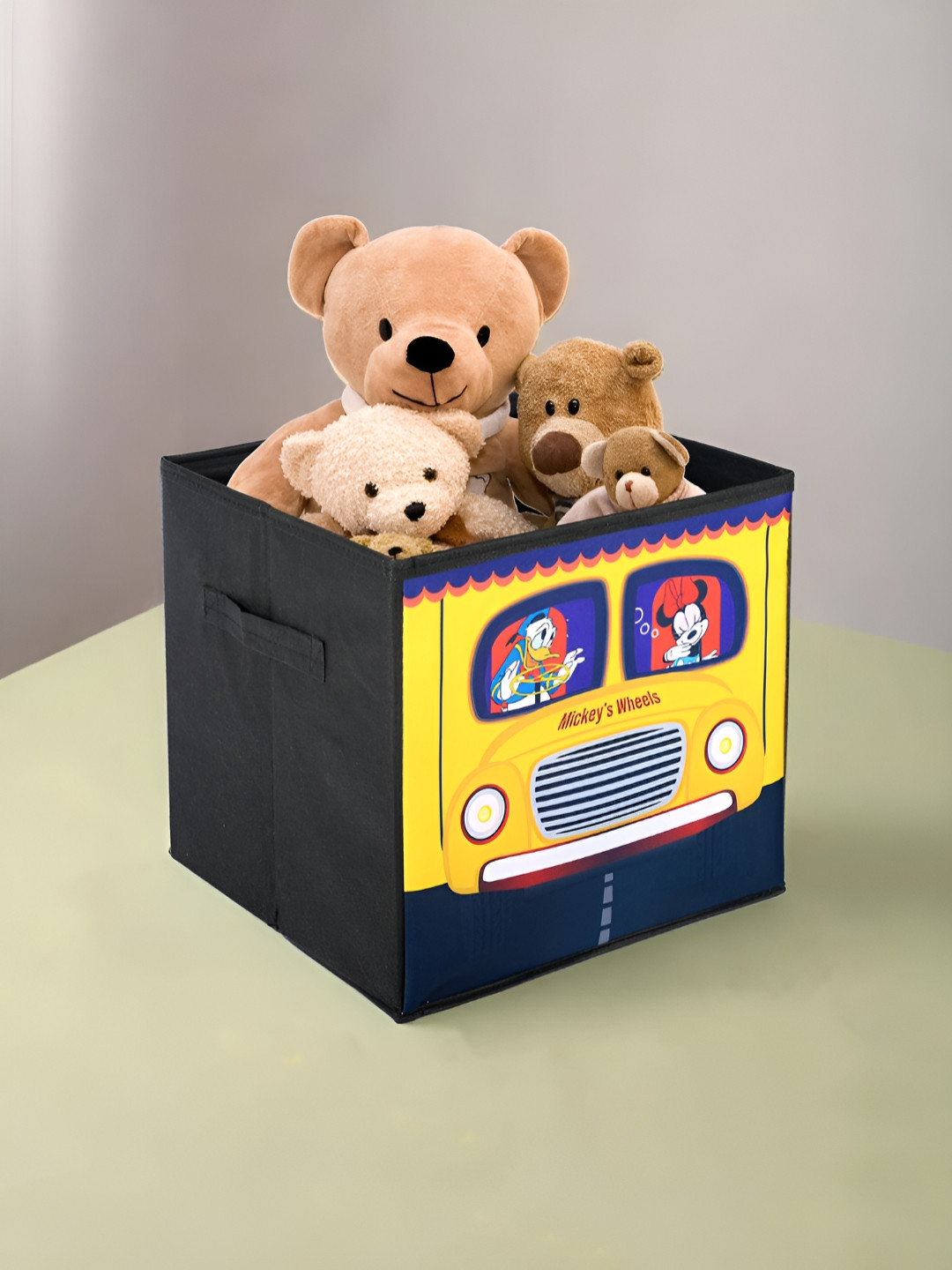 YK Black & Yellow Mickey Wheels  Printed Storage Box Organisers