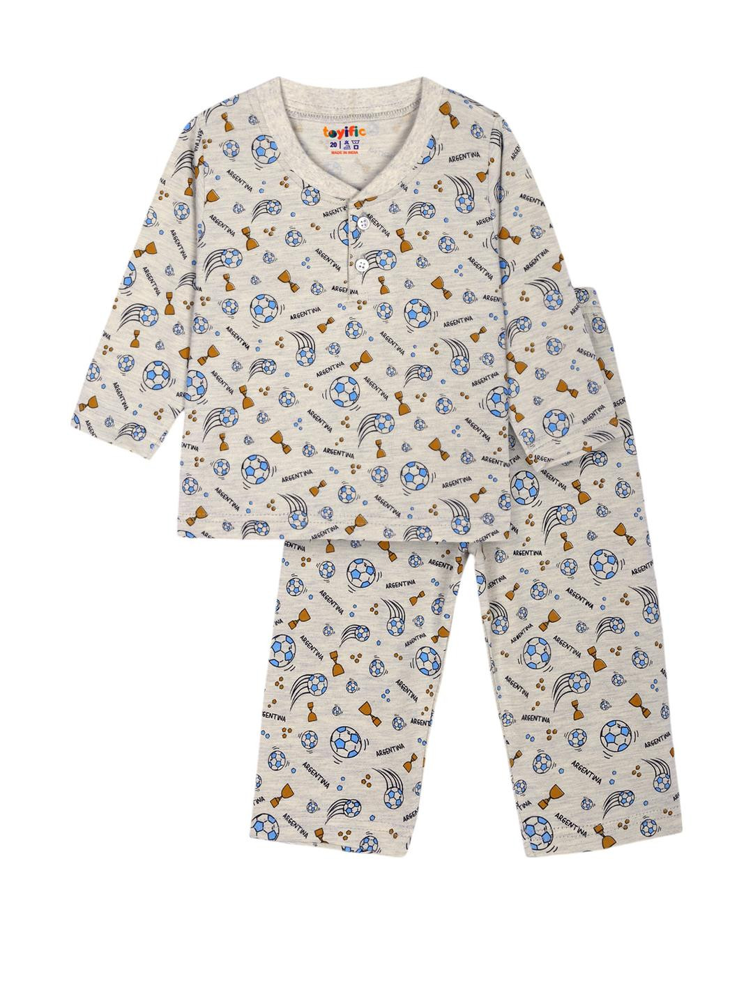 Unisex Kids Pure Cotton Full Sleeves Printed Night Suit, Sleepsuit for Kids