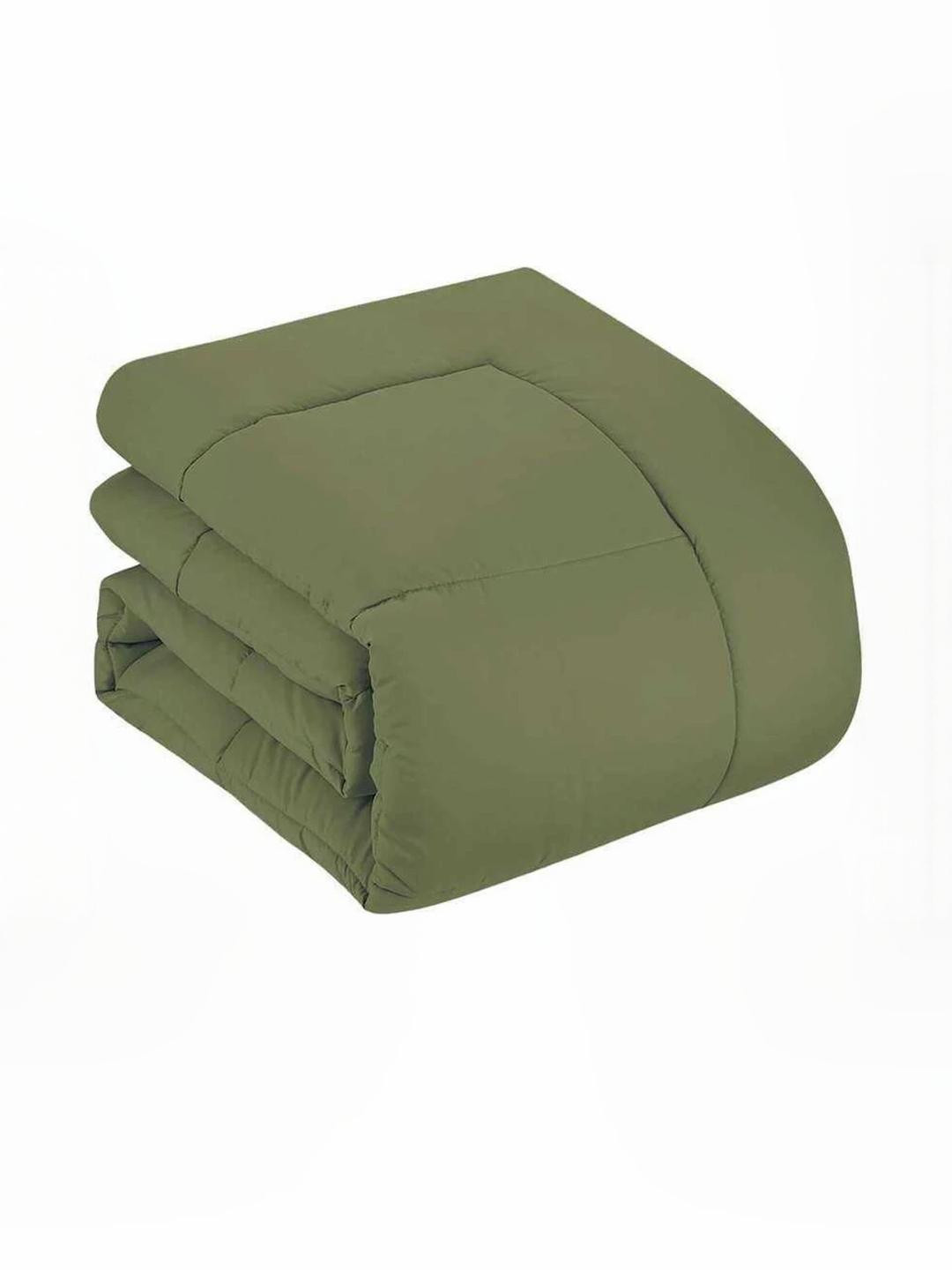 Doristyle Green 500 GSM Checked Microfiber Single Bed Comforter