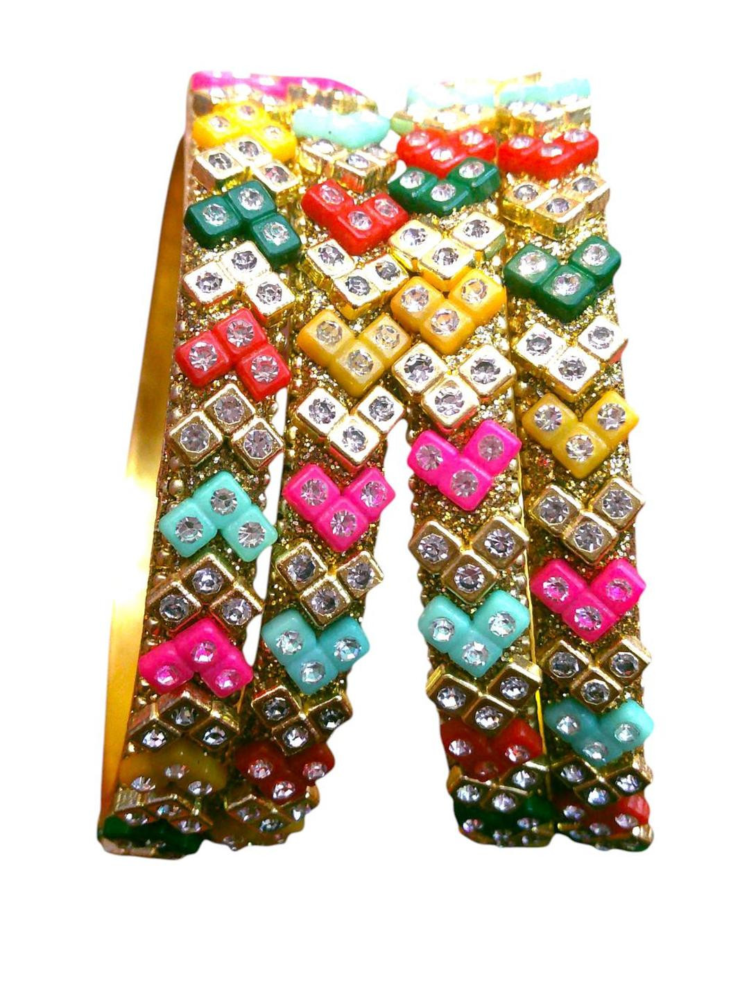 Elegant Stone-Studded  Bangles Set