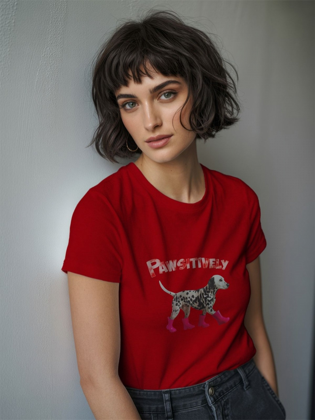 GRACE & JACK Women 101 Dalmatians Graphic Printed Round Neck Cotton T-shirt