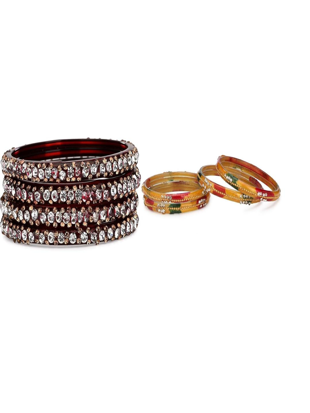 SOMIL Women Pack Of 2 Maroon And Mult Glass Ethnic Handcrafted Traditional Bangle