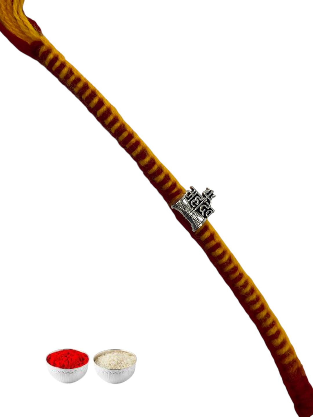 SOMYA Religious Damru Trishul Silver Rakhi  Set (1 RAKHI WITH ROLI CHAWAL)