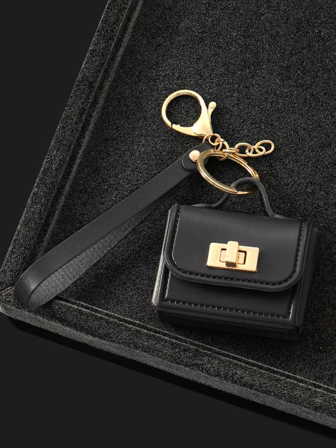 SALTY Black The Office Mini Leather Bag Charm