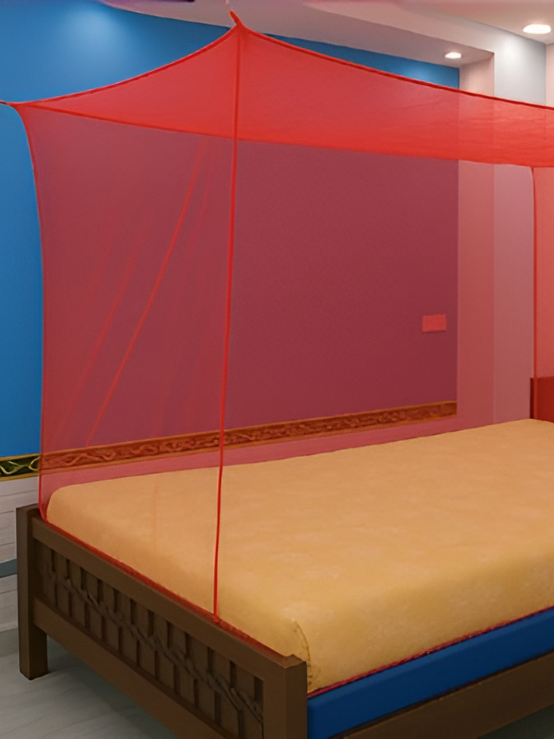MEHON CRAFT Red Queen Size Foldable Tent Mosquito Net