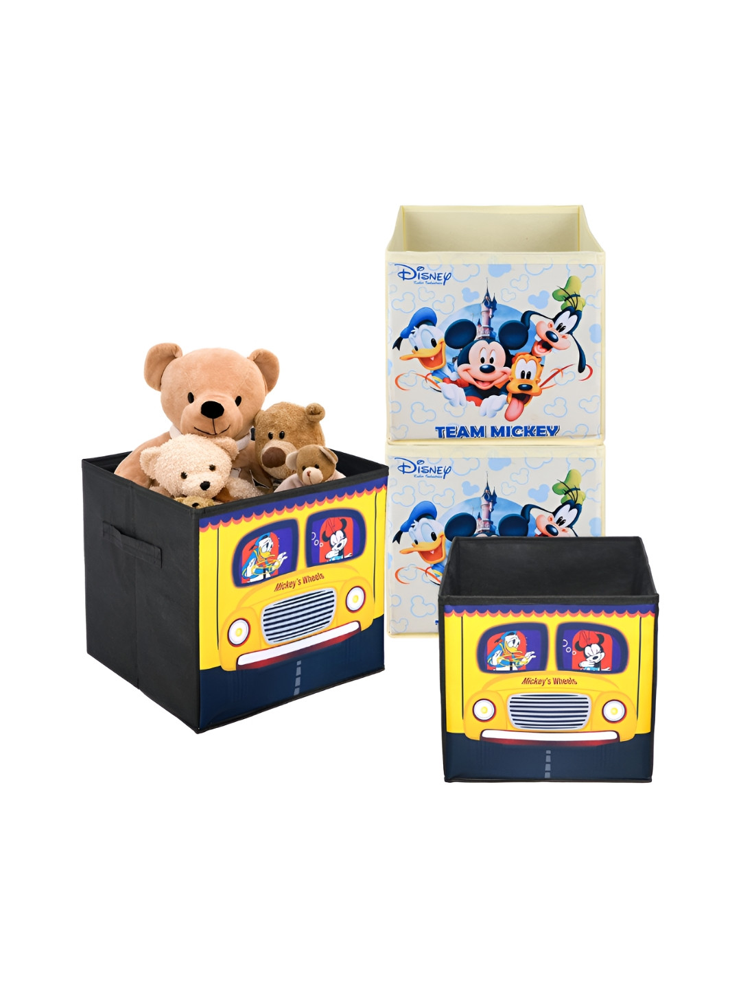 YK Yellow & Cream-Colored 4 Pieces Disney Printed Multi-Utility Organisers