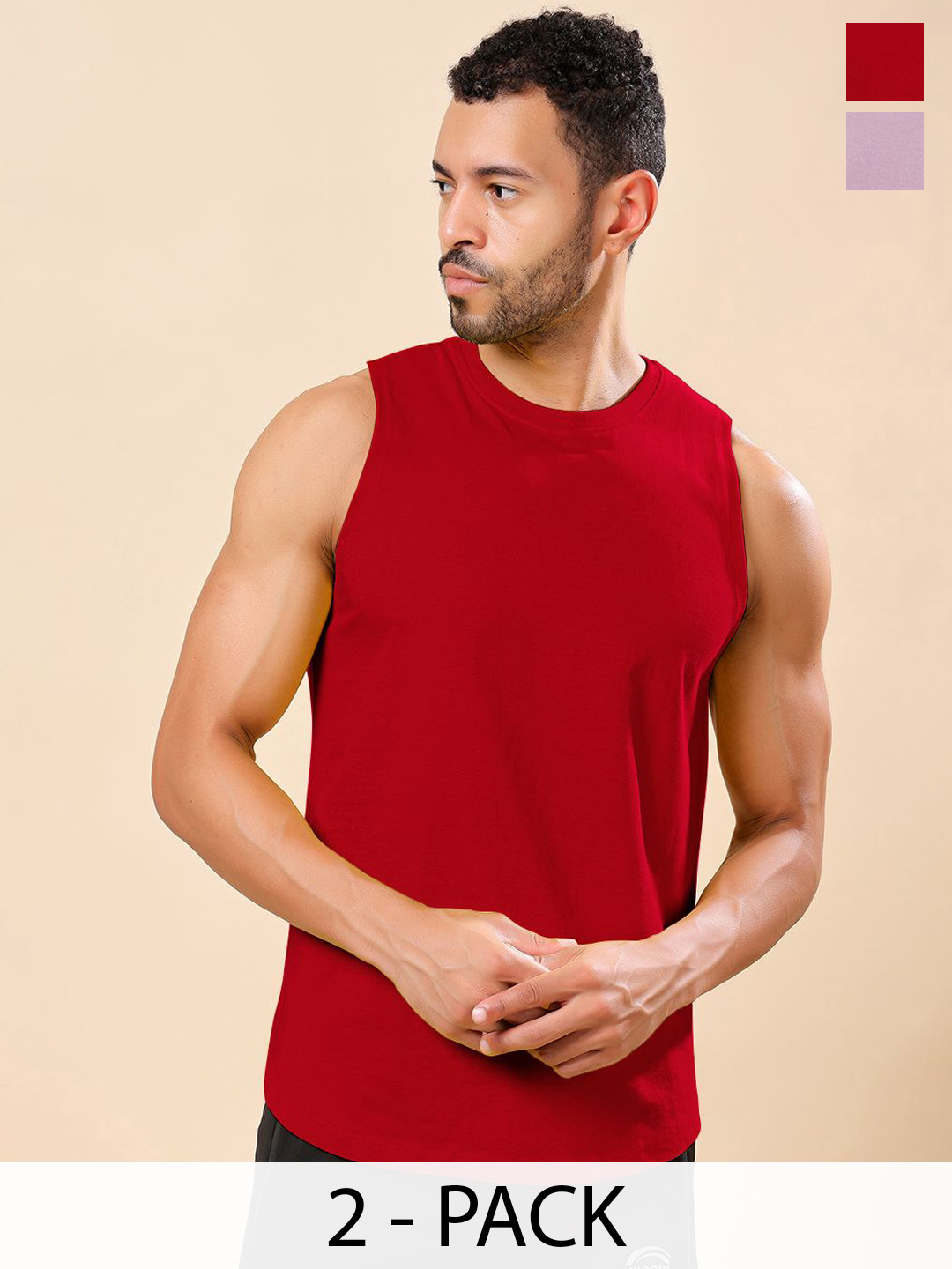 Friskers Pack Of 2 Pure Cotton Round Neck Gym Vests 200725AE-03-16