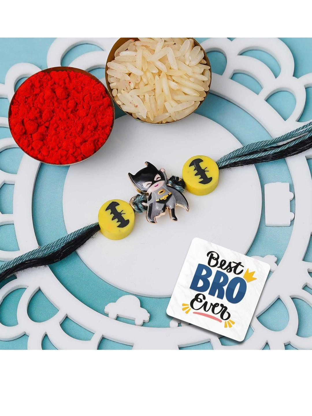 eCraftIndia Rakhi With Roli Rice & Best Bro Ever Fridge Magnet