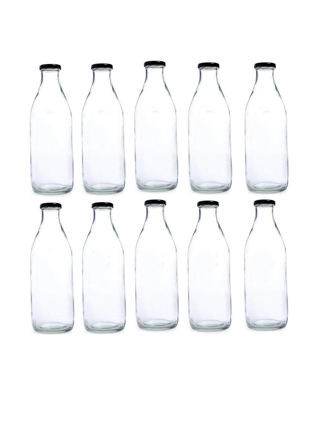 SOMIL  Pack of 10 Transparent & Nude-Coloured Glass Printed Water Bottle