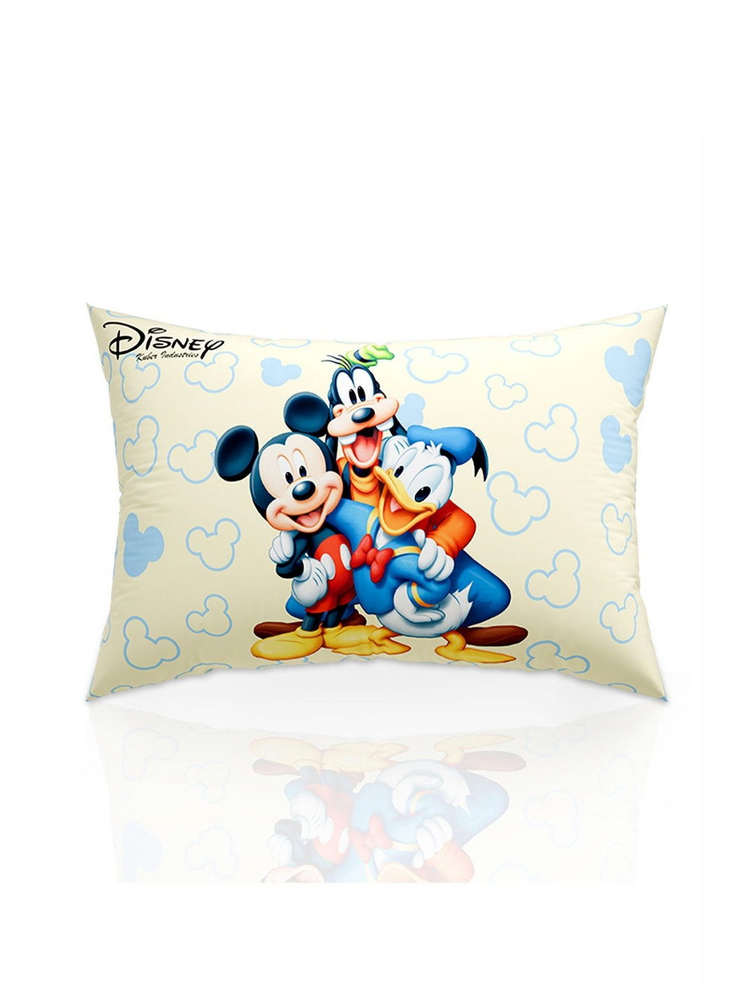 Aura Cream-Coloured & Blue Printed Microfiber Ultra Soft Baby Pillow