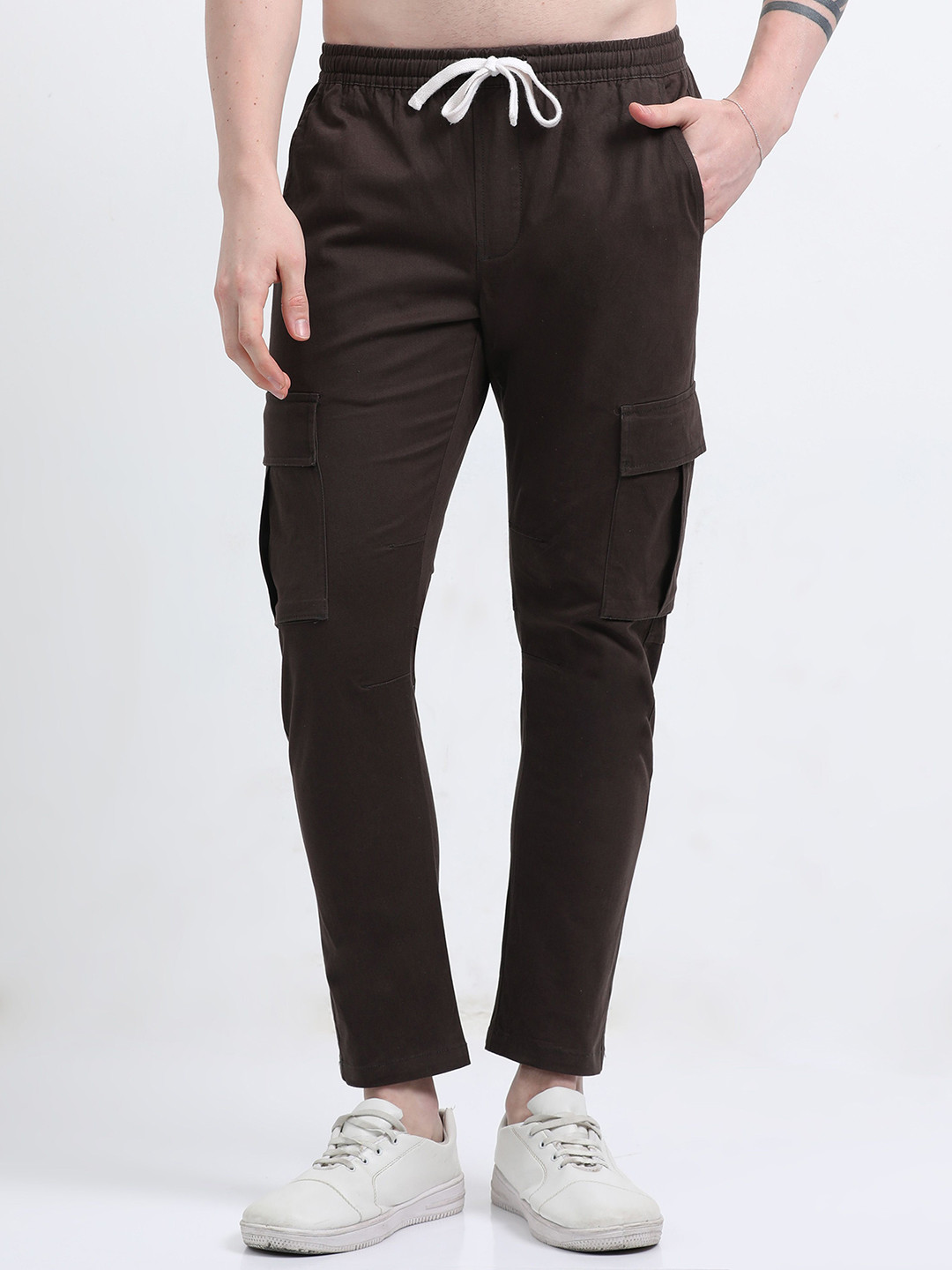 SWISS HORN Men Cotton Stretchable Cargo Track Pants