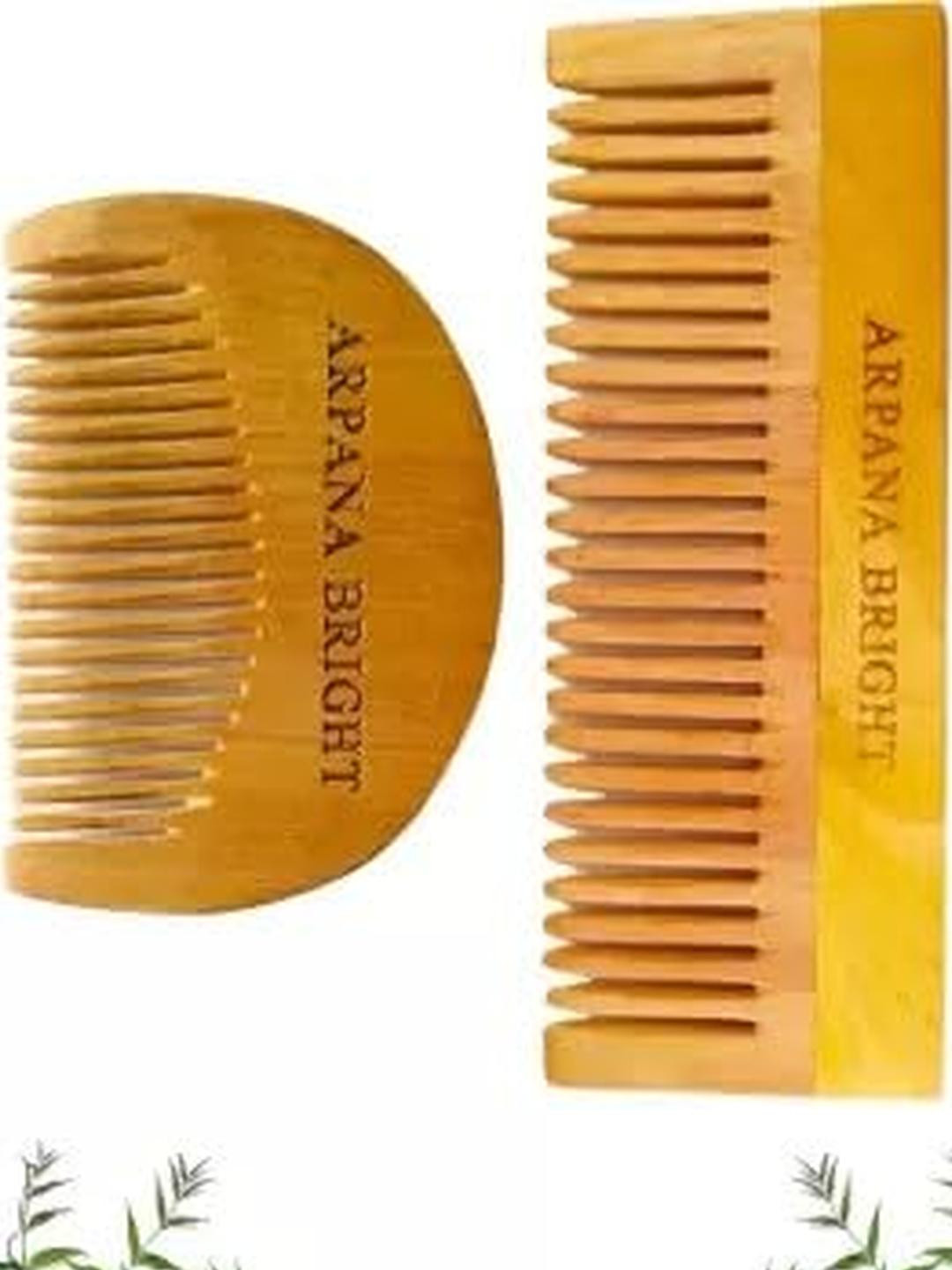 Neem Wooden Beard & Shampoo Comb Pack of 2 Growth, Hairfall, Dandruff, Frizz Control