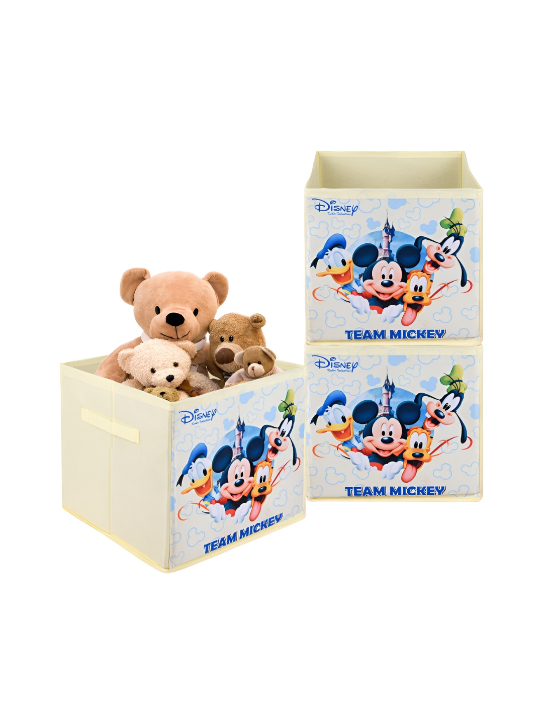 YK Cream-Coloured & Blue 3 Pieces Disney Team Printed Multi-Utility Organisers