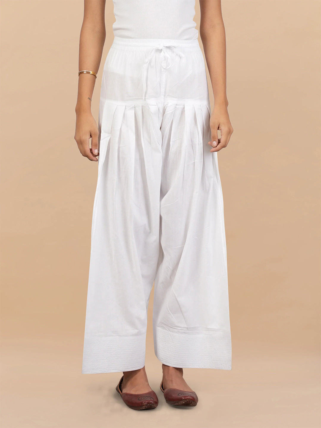 HOUSE OF KARI Women Regular Fit Mid-Rise Pleated Farsi Cotton Trousers