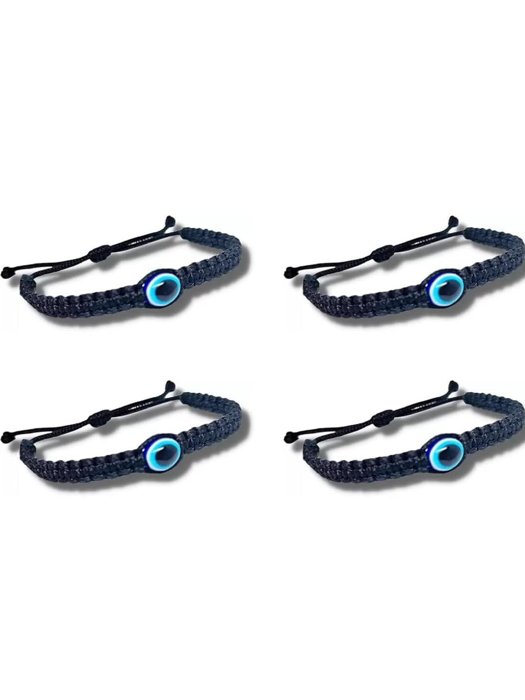 SUSVIJ set of 4 balck evileye hand pleated Unisex Bracelet