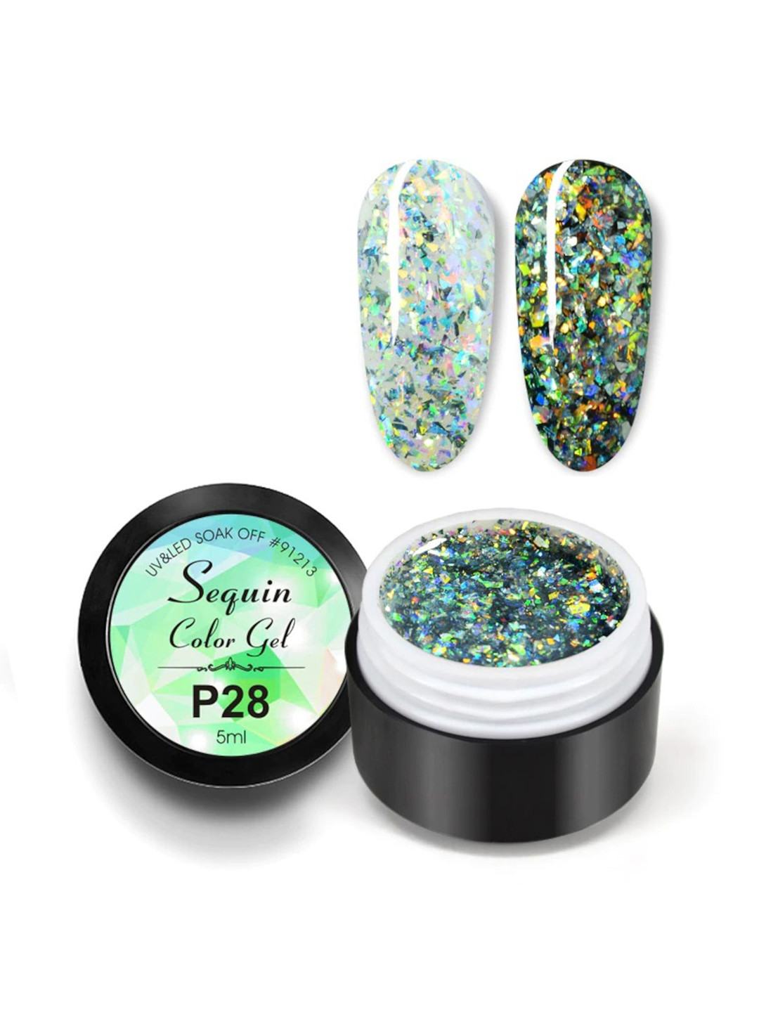 BELLE GAGA Peacock Foil Sequin Gel Glitter Color Gel Nail Polish - 5 ml - Shade P28