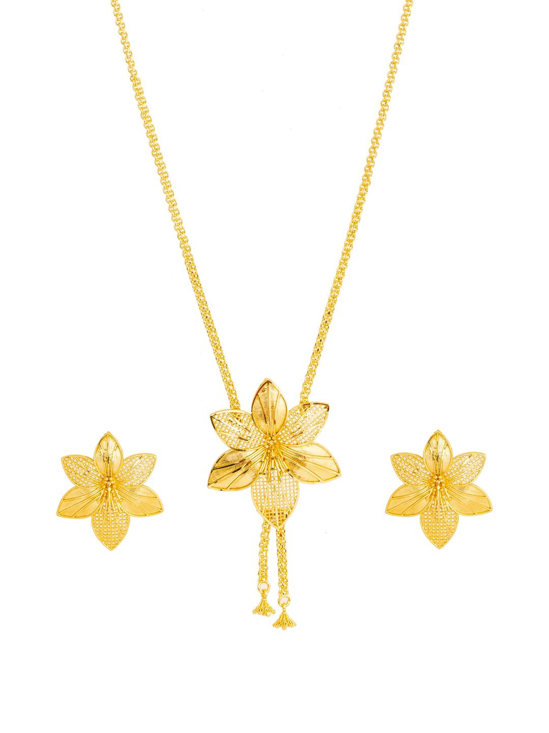 Upala Women Gold-Plated Necklace & Earrings Jewellery Set