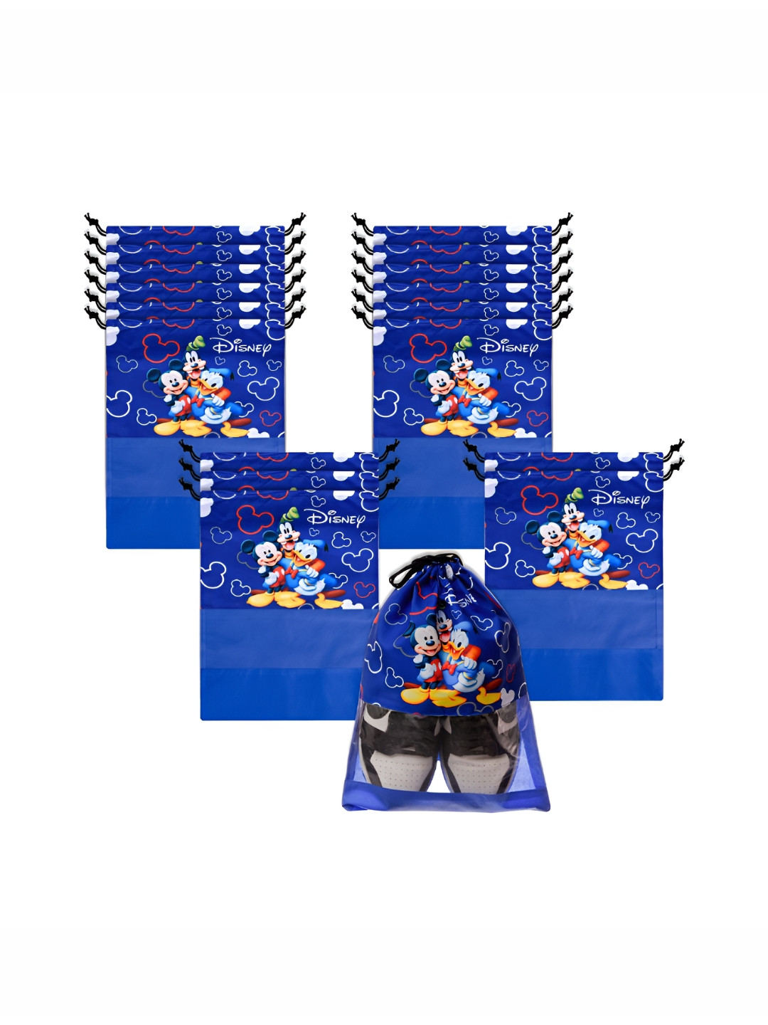 YK Blue & White 18 Pieces Disney Team Mickey Printed Shoes Organisers