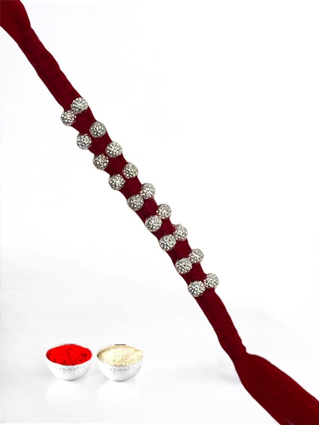 SOMYA Designer Silver beads (Moti) Assorted Rakhi, Chawal Roli Pack  Set (Rakhi, Chawal Roli Pack)