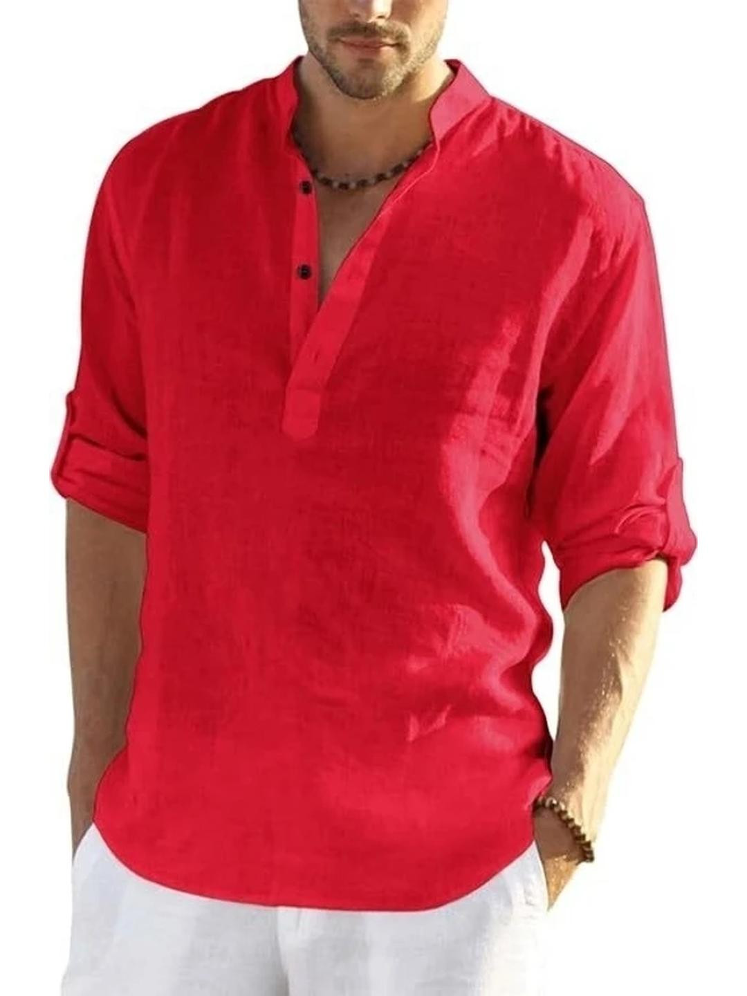 Edin Men Red A-Line Organic Cotton Kurtas