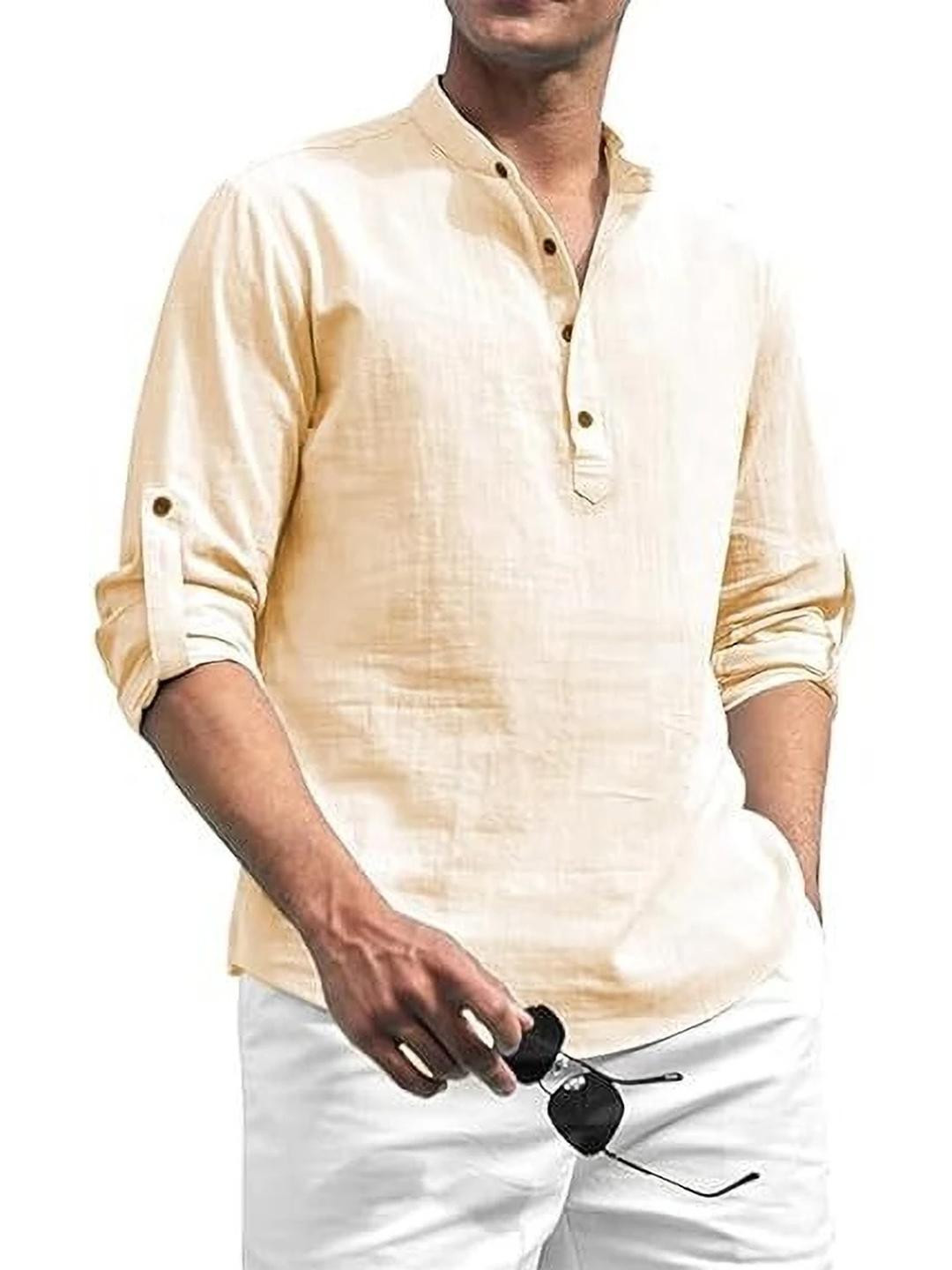 Edin Men Silver Straight Blended Kurtas