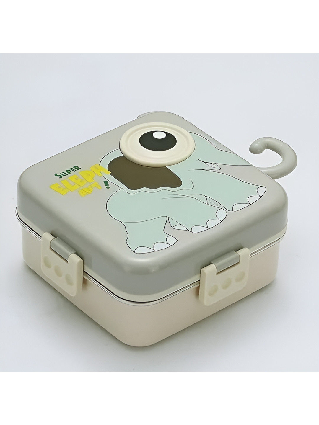 Kidoyz Grey Printed Stainless Steel Bento Lunch Box