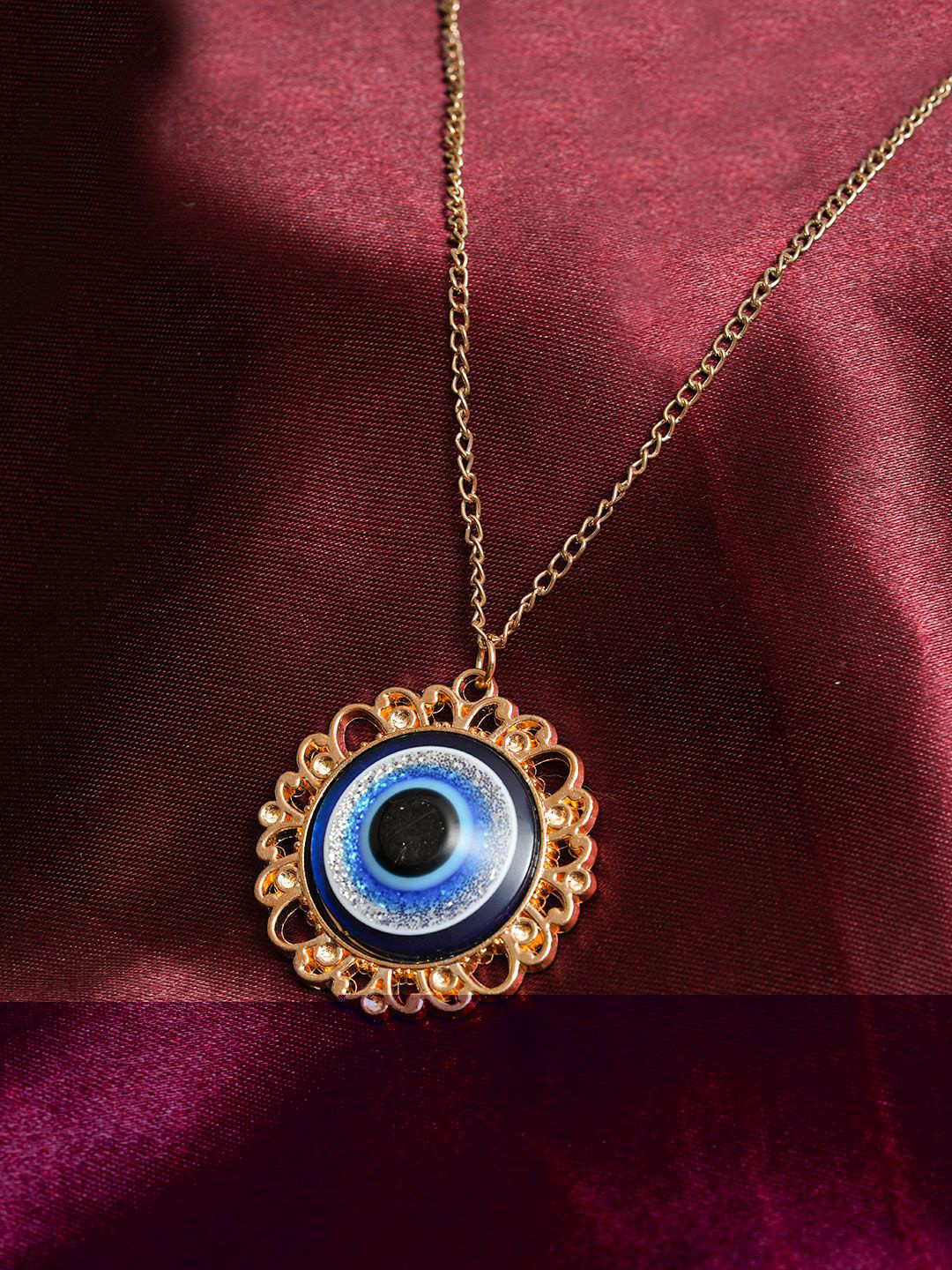 STYOLLO Gold-Plated Evil Eye Protector Pendant with Chain