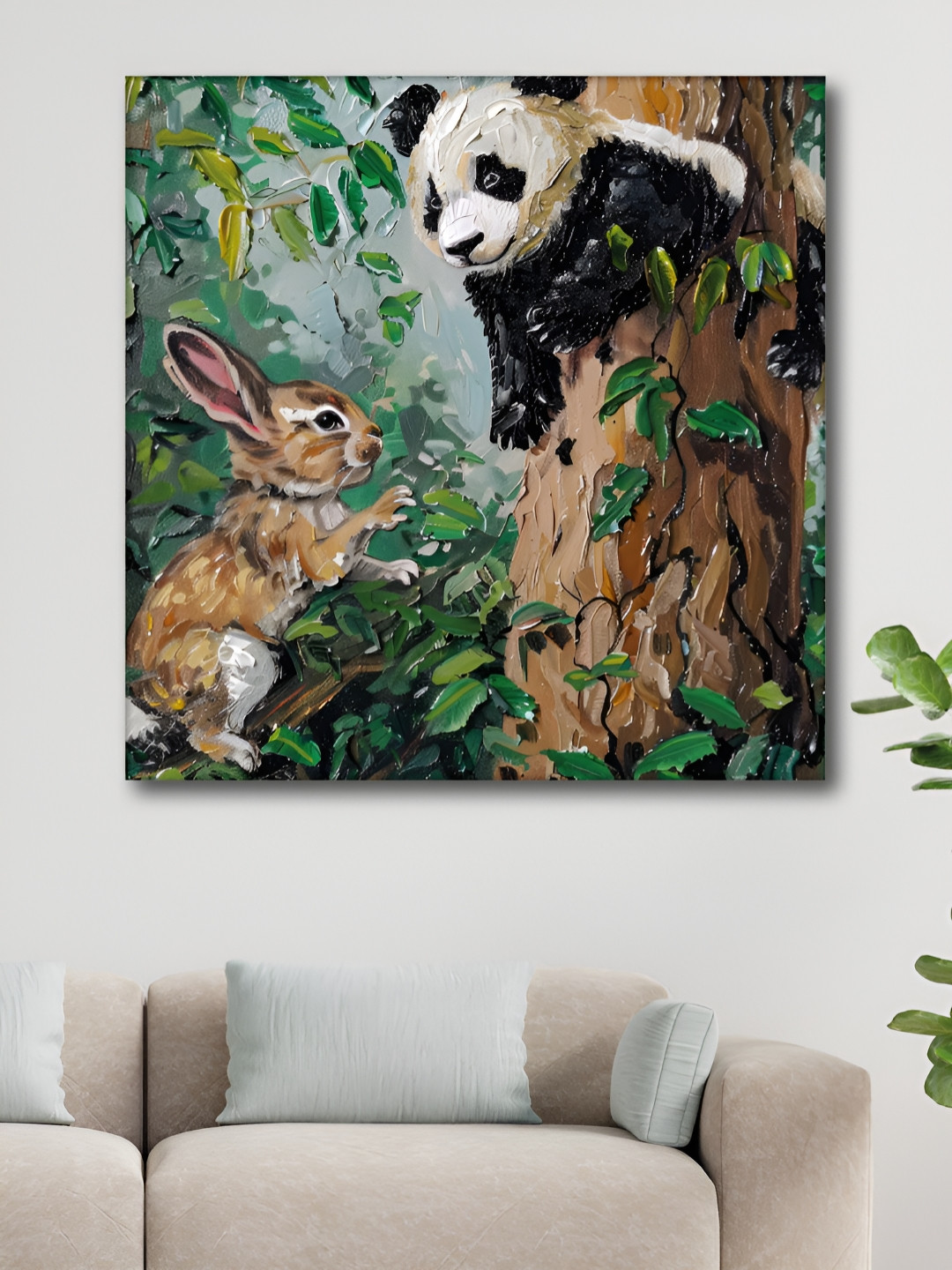 Myntra Elegant Homes Single Piece Canvas Multicoloured Animals Wall Paintings